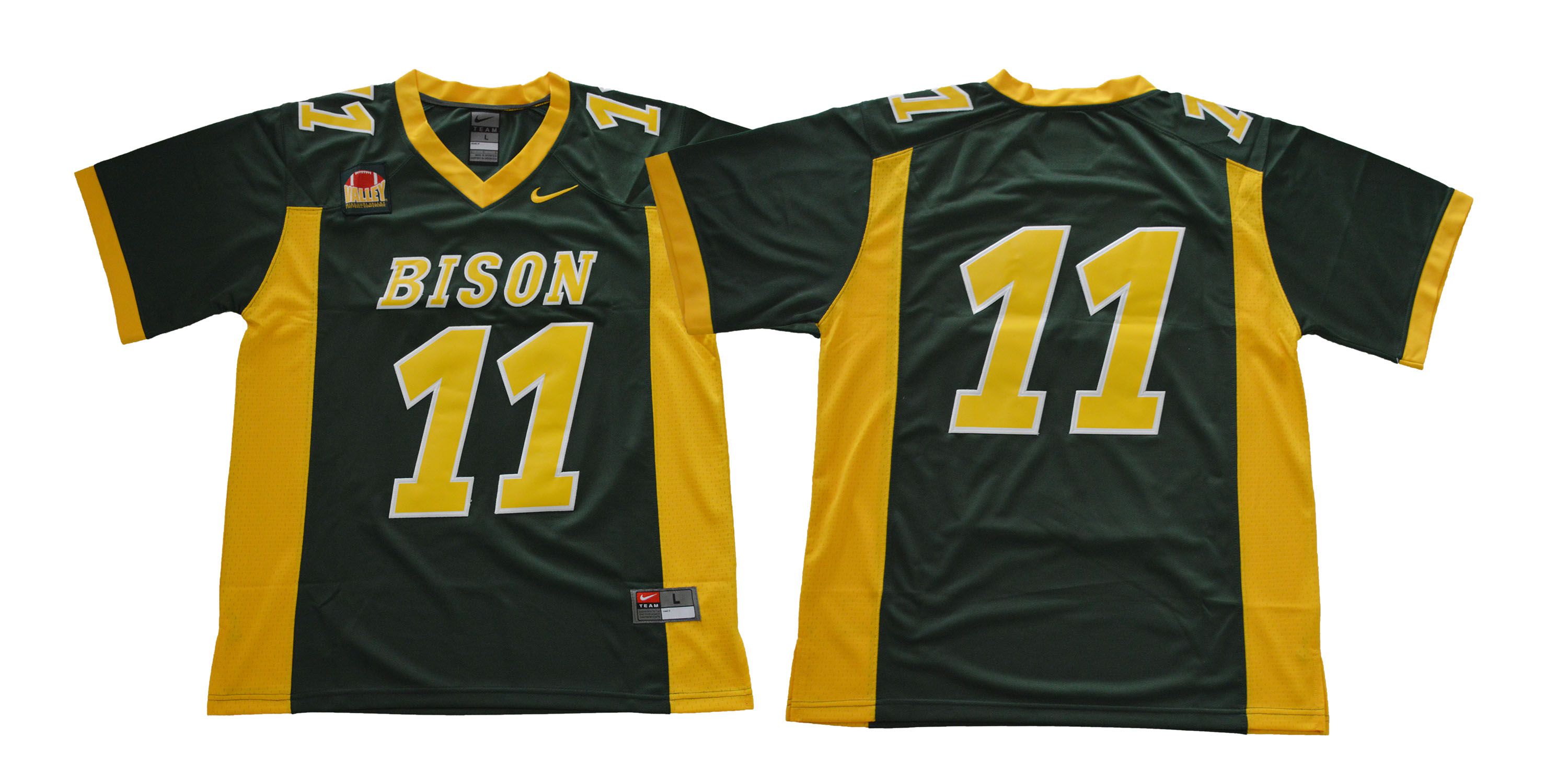 Men NDSU North Dakota State Bison #11 Wentz Green NCAA Jerseys->more ncaa teams->NCAA Jersey